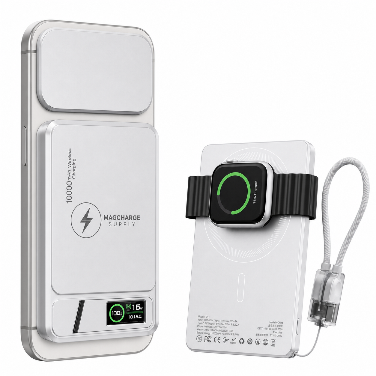 Magcharger Magnetic Power Bank 10000mAh - Silver